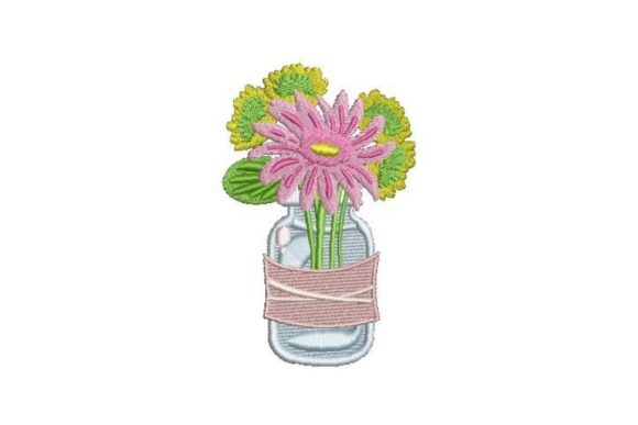 A Mason Jar Bouquet Embroidery Design for Small Creative Businesses