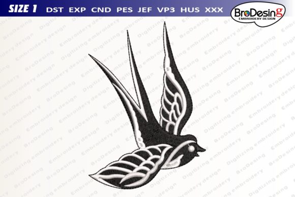 Evaluating the Flying Swallow Black and White Embroidery Design