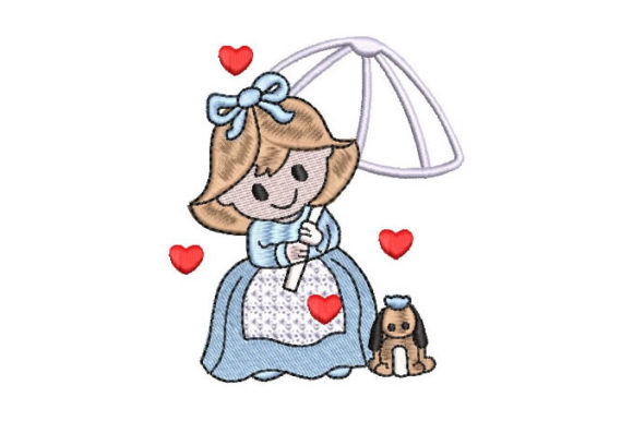 Girl with Umbrella and Pet Embroidery Design Review