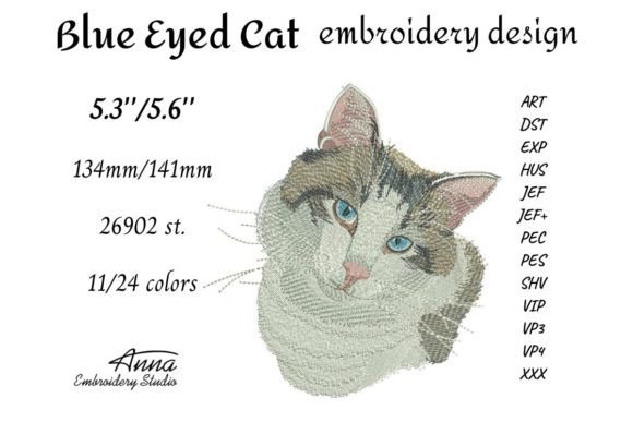 Testing the Blue Eyed Cat Embroidery Design for Personalized Gifts